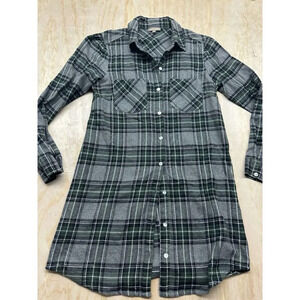 Vintage Lilla | P Flannel Shirt Dress‎ Midi Women’s S Cotton Blend Green Plaid